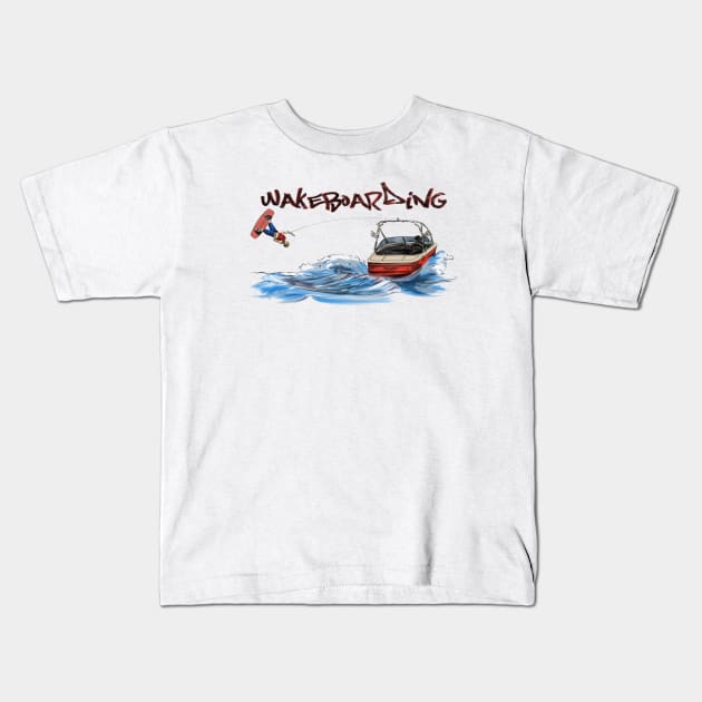 Wakeboarding Kids T-Shirt by sibosssr